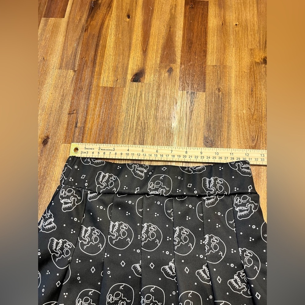 BodyRage Spencer’s Skull Skater Skirt Pleated Halloween Wednesday skeleton Small - Picture 9 of 12